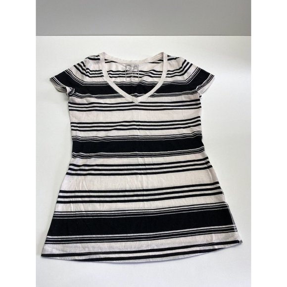 Garage T-shirt Small Womens Black and White Stripped T-Shirt with V-Neck - Picture 7 of 11